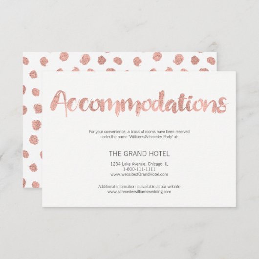 Moderne Rose Gold Liebe Hochzeitsreise Card Begleitkarte (Vorne/Hinten)