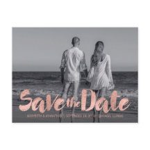 Moderne Rose Gold Liebe Save the Date Foto Postkar