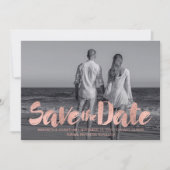 Moderne Rose Gold Liebe Save the Date Fotokarte (Vorderseite)