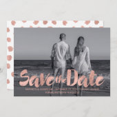Moderne Rose Gold Liebe Save the Date Fotokarte (Vorne/Hinten)