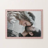 Moderne Rose Gold Liebe Script Foto Valentinstag Puzzle (Horizontal)