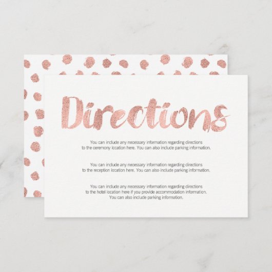 Moderne Rose Gold Liebe Wedding Directors Card Einladung (Vorne/Hinten)