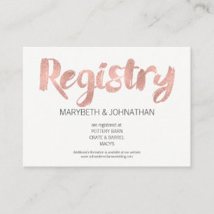 Moderne Rose Gold Liebe Wedding Registry Card Begleitkarte
