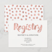 Moderne Rose Gold Liebe Wedding Registry Card Begleitkarte (Vorne/Hinten)