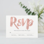 Moderne Rose Gold Liebe Wedding RSVP Card Karte (Stehend Vorderseite)