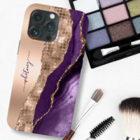 Moderne Rose Gold Lila Eleganter Glitzer