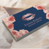 Moderne Rose Gold Lippen Blumen Makeup Marine Visitenkarte