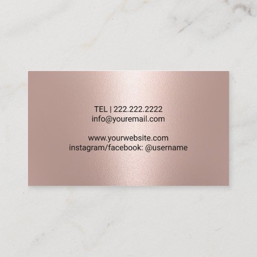 Moderne Rose Gold Luxus Makeup Artist & Hair Salon Visitenkarte (Rückseite)