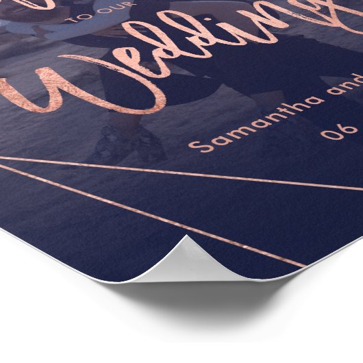 Moderne Rose Gold Marine Foto Begrüßung Poster (Ecke)
