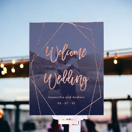 Moderne Rose Gold Marine Foto Begrüßung Poster