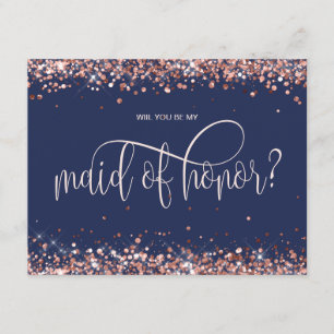 moderne Rose Gold Marine werden Sie meine Trauzeug Einladung