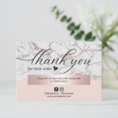 Moderne Rose Gold Marmor Blush Pink Bestellung Vie Dankeskarte (Stehend Vorderseite)