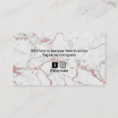 Moderne Rose Gold Marmor Business Vielen Dank Visitenkarte (Rückseite)
