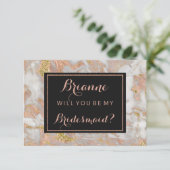Moderne Rose Gold Marmor werden Sie meine Bridesma Einladung (Stehend Vorderseite)