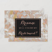 Moderne Rose Gold Marmor werden Sie meine Bridesma Einladung (Vorne/Hinten)