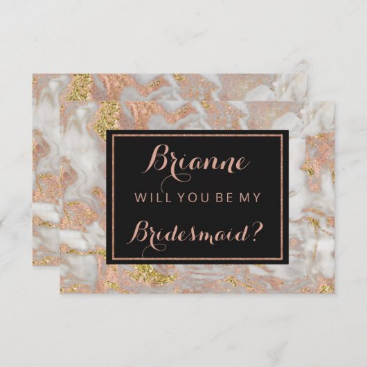 Moderne Rose Gold Marmor werden Sie meine Bridesma Einladung (Vorne/Hinten)