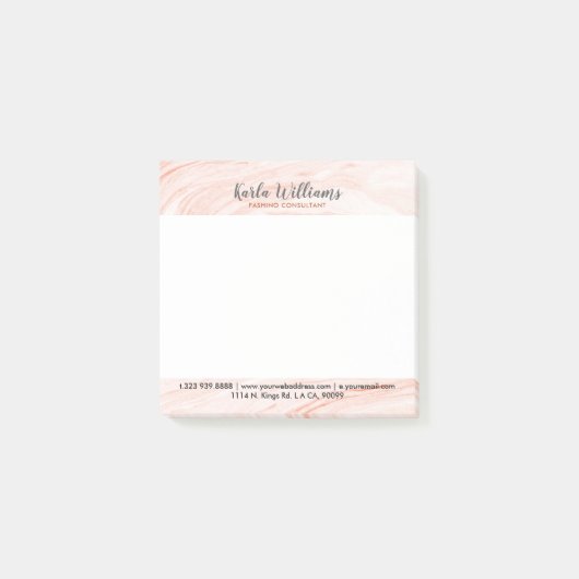 Moderne Rose-Gold-Marmor-Wirbel Post-it Klebezettel (Vorderseite)