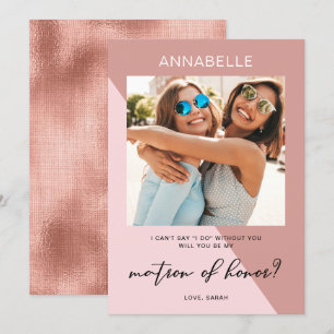 Moderne Rose Gold Matron of Ehrenvorschlag Einladung