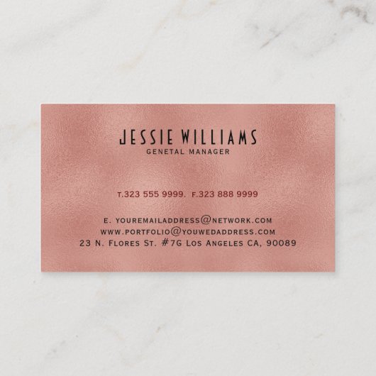 Moderne Rose-Gold Mattierte Glastextur Visitenkarte (Rückseite)