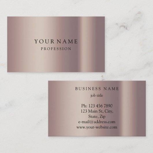 Moderne Rose Gold Minimal Seidenmetalle Weiß Busin Visitenkarte (Vorne/Hinten)