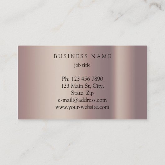 Moderne Rose Gold Minimal Seidenmetalle Weiß Busin Visitenkarte (Rückseite)