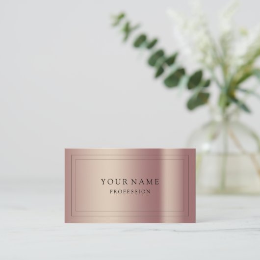 Moderne Rose Gold Minimal Seidenmetalle Weiß Busin Visitenkarte (Stehend Vorderseite)