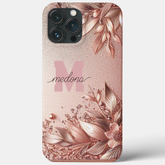 Moderne Rose Gold mit Blütenkurve11 Case-Mate iPhone Hülle (Rückseite)