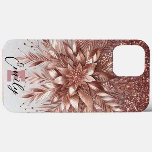 Moderne Rose Gold mit Blütenkurve12 Case-Mate iPhone Hülle (Rückseite (Horizontal))