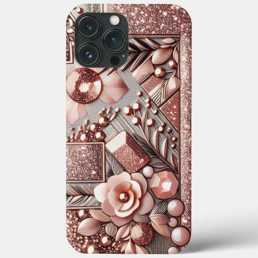 Moderne Rose Gold mit Blütenkurve13 Case-Mate iPhone Hülle (Rückseite)