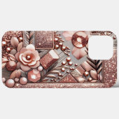 Moderne Rose Gold mit Blütenkurve13 Case-Mate iPhone Hülle (Rückseite (Horizontal))