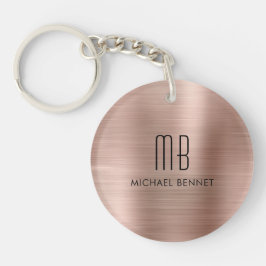 Moderne Rose Gold Mit Monogramm Schlüsselanhänger