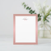 Moderne Rose Gold Monogram Chic Girl Note Card (Stehend Vorderseite)
