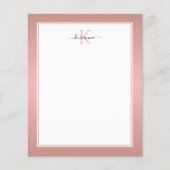 Moderne Rose Gold Monogram Chic Girl Note Card (Vorderseite)