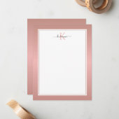 Moderne Rose Gold Monogram Chic Girl Note Card Mitteilungskarte (Vorderseite/Rückseite Beispiel)