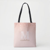 Moderne Rose Gold Monogram Script Tasche (Vorderseite)