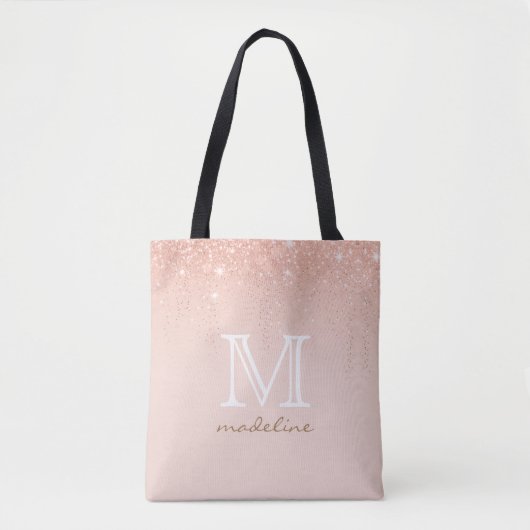 Moderne Rose Gold Monogram Script Tasche (Vorderseite)