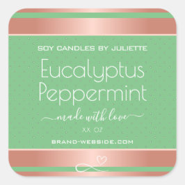 Moderne Rose Gold Packing Labels Light Green Mint Quadratischer Aufkleber