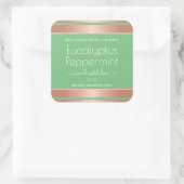 Moderne Rose Gold Packing Labels Light Green Mint Quadratischer Aufkleber (Tasche)