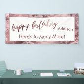 Moderne Rose Gold Pastellfarben Rosa Marmor Happy Banner (Messe)