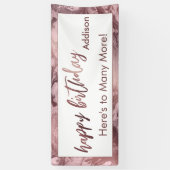 Moderne Rose Gold Pastellfarben Rosa Marmor Happy Banner (Vertikal)