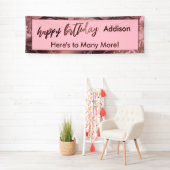 Moderne Rose Gold Pastellfarben Rosa Marmor Happy Banner (Insitu)