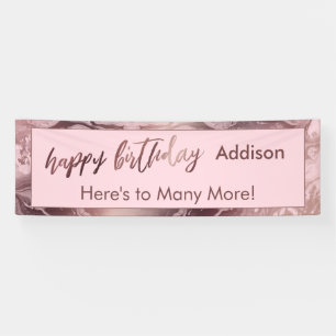 Moderne Rose Gold Pastellfarben Rosa Marmor Happy Banner
