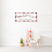 Moderne Rose Gold Pastellfarben Rosa Streifen Happ Banner (Insitu)