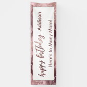 Moderne Rose Gold Pastellfarben Rosa Streifen Happ Banner (Vertikal)