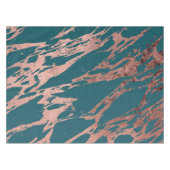 Moderne Rose Gold Pfau Aquamarin Marmor Tischdecke (Vorderseite (Horizontal))