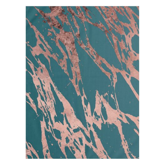 Moderne Rose Gold Pfau Aquamarin Marmor Tischdecke (Vorderseite)
