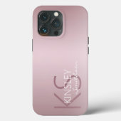 Moderne Rose Gold Pink Personalisiert Monogram Case-Mate iPhone Hülle (Rückseite)