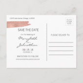 Moderne Rose Gold Pinsel Save the Date Postkarte (Rückseite)