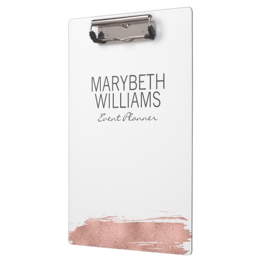 Moderne Rose Gold Pinselstrich Clipboard Klemmbrett (Links)