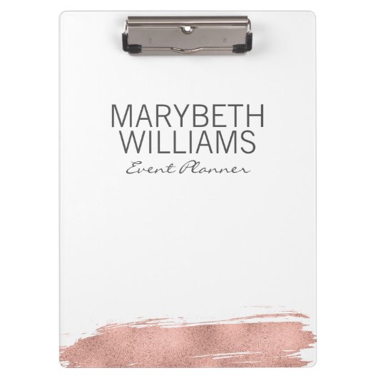 Moderne Rose Gold Pinselstrich Clipboard Klemmbrett (Vorderseite)
